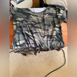 Camo front tie shirt